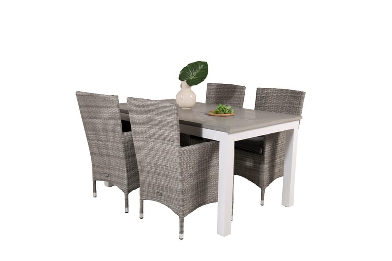 Albany Förlängningsbar Matgrupp Utomhus 152-210 cm + 4 st Malin Utefåtölj - Grå - Utemöbler - Utegrupp - Matgrupp utomhus