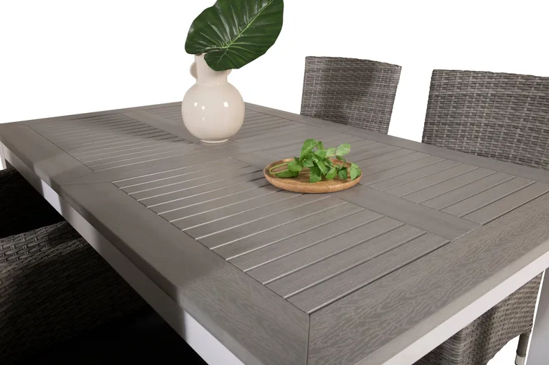 Albany Förlängningsbar Matgrupp Utomhus 152-210 cm + 4 st Malin Utefåtölj - Grå - Utemöbler - Utegrupp - Matgrupp utomhus