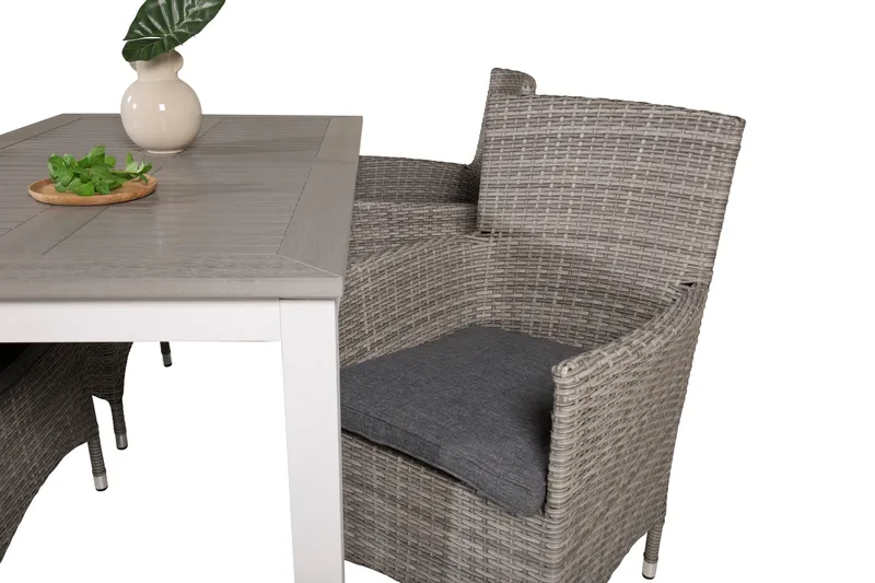 Albany Förlängningsbar Matgrupp Utomhus 152-210 cm + 4 st Malin Utefåtölj - Grå - Utemöbler - Utegrupp - Matgrupp utomhus