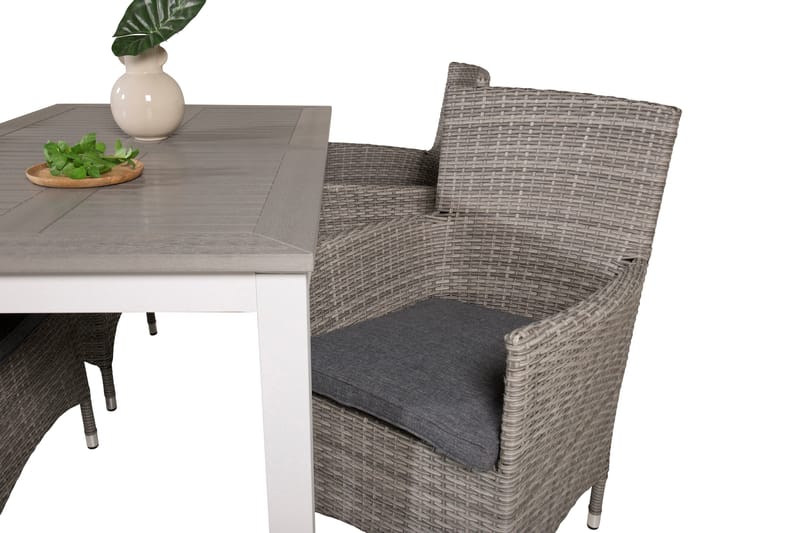 Albany Förlängningsbar Matgrupp Utomhus 152-210 cm + 4 st Malin Utefåtölj - Grå - Utemöbler - Utegrupp - Matgrupp utomhus