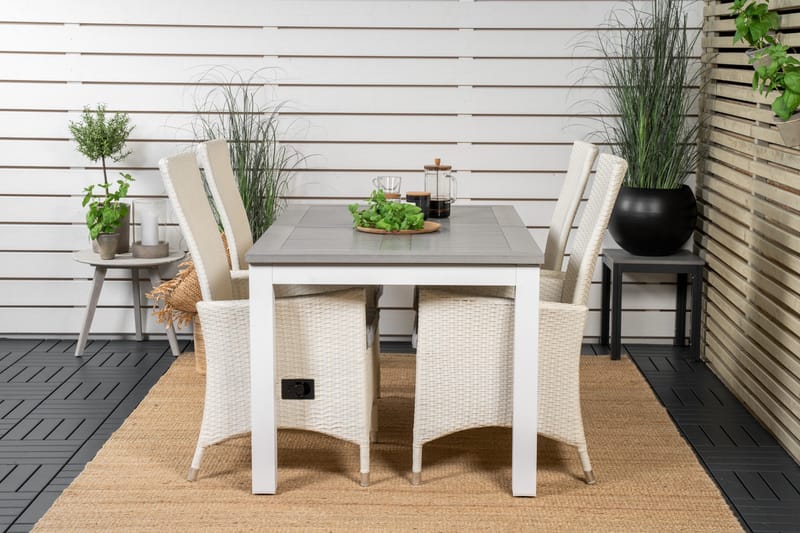 Albany Förlängningsbar Matgrupp Utomhus 152-210 cm + 4 st Padova Matstol - Grå - Utemöbler - Utegrupp - Matgrupp utomhus