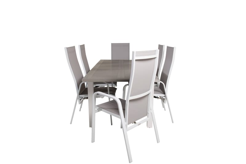 Albany Förlängningsbar Matgrupp Utomhus 152-210 cm + 6 st Copacabana Matstol - Vit - Utemöbler - Utegrupp - Matgrupp utomhus
