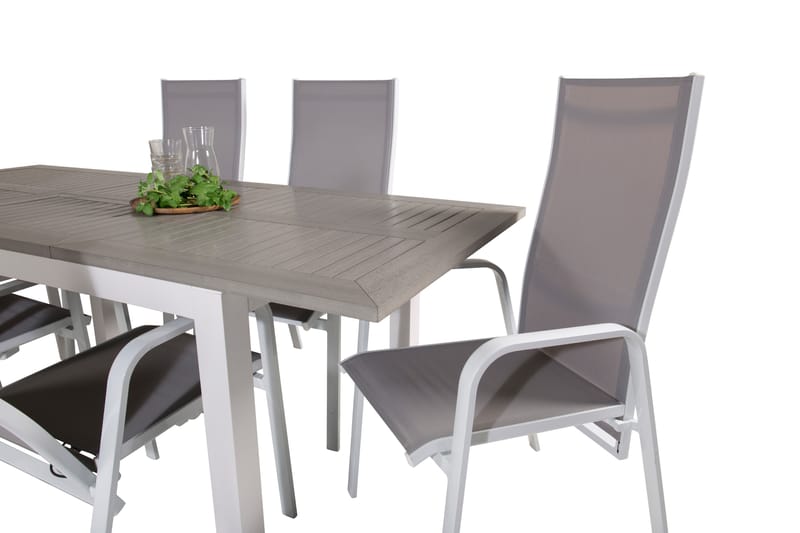 Albany Förlängningsbar Matgrupp Utomhus 152-210 cm + 6 st Copacabana Matstol - Vit - Utemöbler - Utegrupp - Matgrupp utomhus