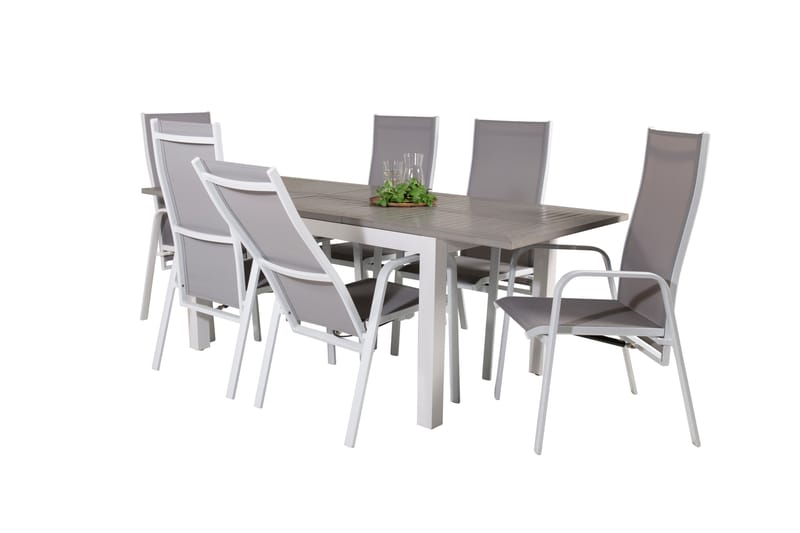 Albany Förlängningsbar Matgrupp Utomhus 152-210 cm + 6 st Copacabana Matstol - Vit - Utemöbler - Utegrupp - Matgrupp utomhus