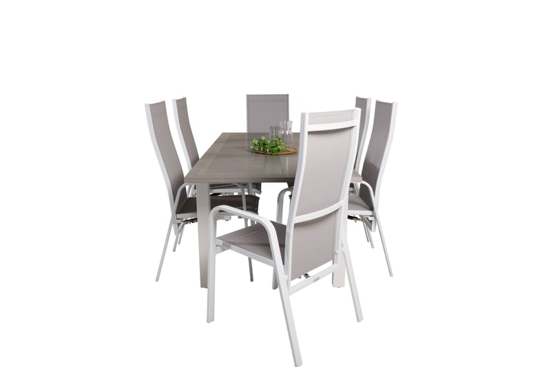 Albany Förlängningsbar Matgrupp Utomhus 152-210 cm + 6 st Copacabana Matstol - Vit - Utemöbler - Utegrupp - Matgrupp utomhus