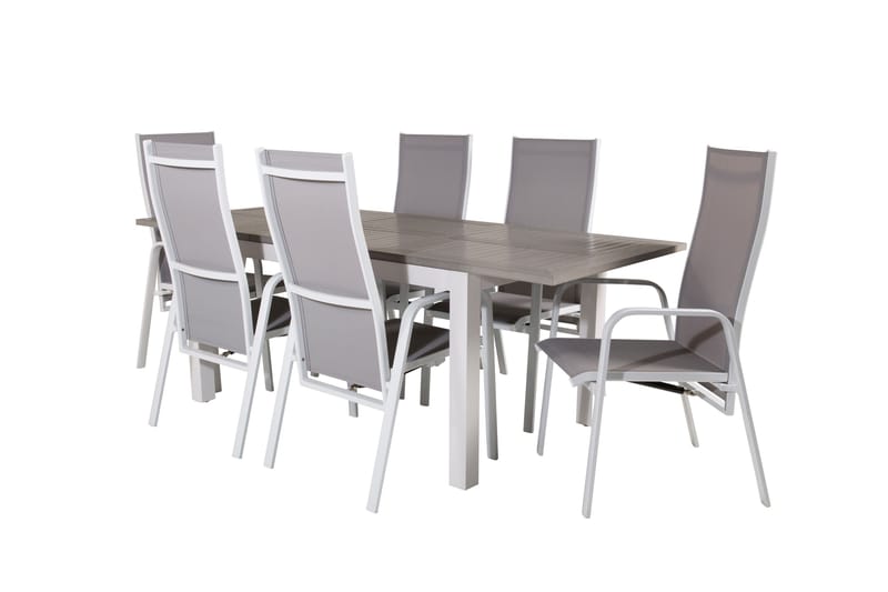 Albany Förlängningsbar Matgrupp Utomhus 152-210 cm + 6 st Copacabana Matstol - Vit - Utemöbler - Utegrupp - Matgrupp utomhus
