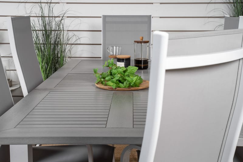 Albany Förlängningsbar Matgrupp Utomhus 152-210 cm + 6 st Copacabana Matstol - Vit - Utemöbler - Utegrupp - Matgrupp utomhus