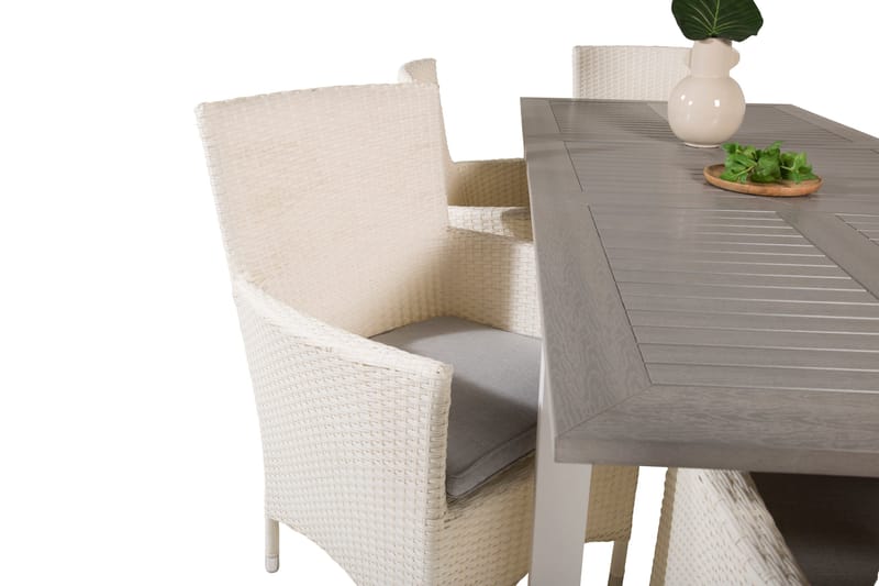 Albany Förlängningsbar Matgrupp Utomhus 152-210 cm + 6 st Malin Matstol - Vit - Utemöbler - Utegrupp - Matgrupp utomhus