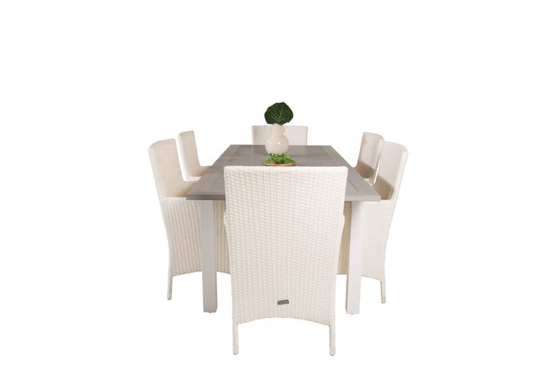 Albany Förlängningsbar Matgrupp Utomhus 152-210 cm + 6 st Malin Matstol - Vit - Utemöbler - Utegrupp - Matgrupp utomhus