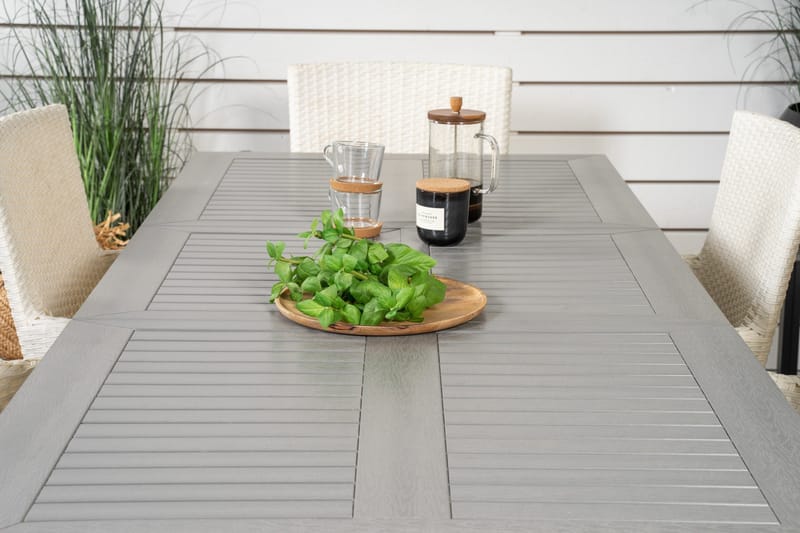 Albany Förlängningsbar Matgrupp Utomhus 152-210 cm + 6 st Malin Matstol - Vit - Utemöbler - Utegrupp - Matgrupp utomhus