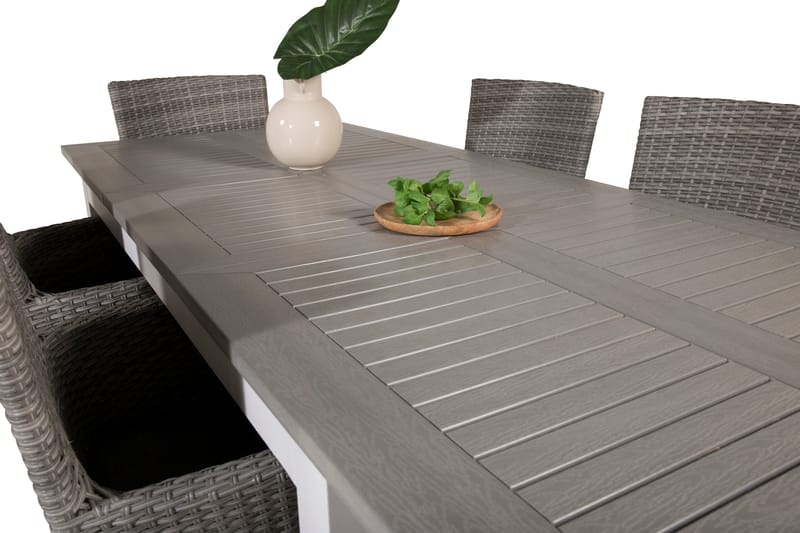 Albany Förlängningsbar Matgrupp Utomhus 152-210 cm + 6 st Malin Utefåtölj - Grå - Utemöbler - Utegrupp - Matgrupp utomhus