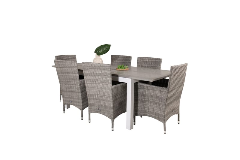 Albany Förlängningsbar Matgrupp Utomhus 152-210 cm + 6 st Malin Utefåtölj - Grå - Utemöbler - Utegrupp - Matgrupp utomhus