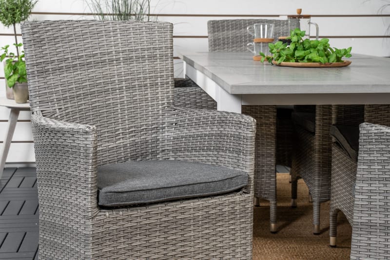 Albany Förlängningsbar Matgrupp Utomhus 152-210 cm + 6 st Malin Utefåtölj - Grå - Utemöbler - Utegrupp - Matgrupp utomhus