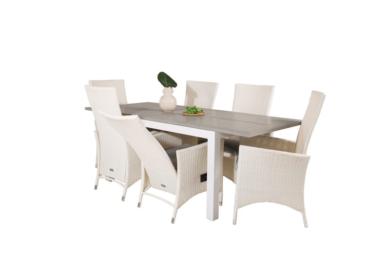 Albany Förlängningsbar Matgrupp Utomhus 152-210 cm + 6 st Padova Matstol - Grå - Utemöbler - Utegrupp - Matgrupp utomhus
