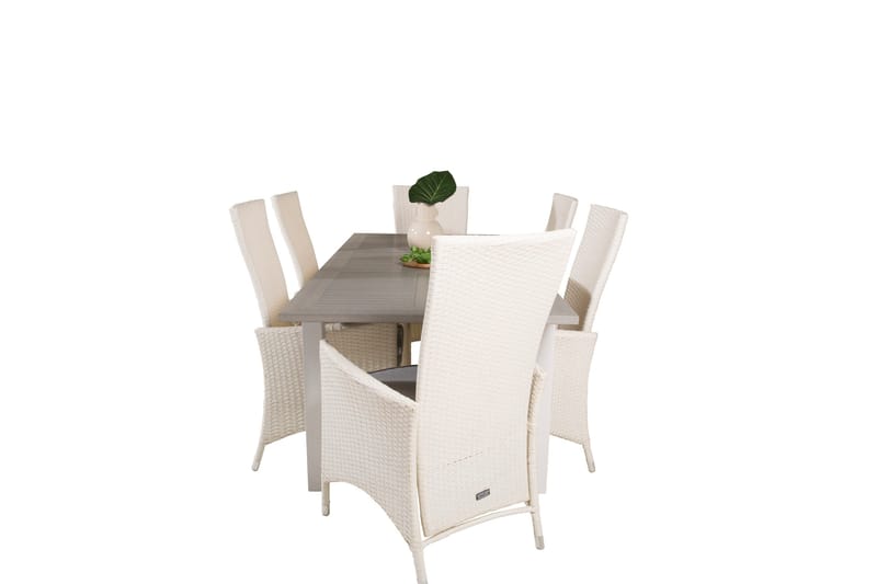 Albany Förlängningsbar Matgrupp Utomhus 152-210 cm + 6 st Padova Matstol - Grå - Utemöbler - Utegrupp - Matgrupp utomhus