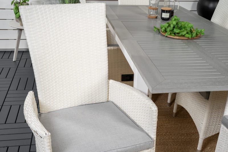 Albany Förlängningsbar Matgrupp Utomhus 152-210 cm + 6 st Padova Matstol - Grå - Utemöbler - Utegrupp - Matgrupp utomhus