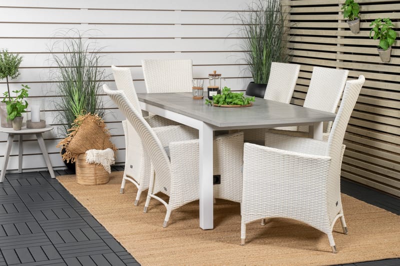 Albany Förlängningsbar Matgrupp Utomhus 152-210 cm + 6 st Padova Matstol - Grå - Utemöbler - Utegrupp - Matgrupp utomhus