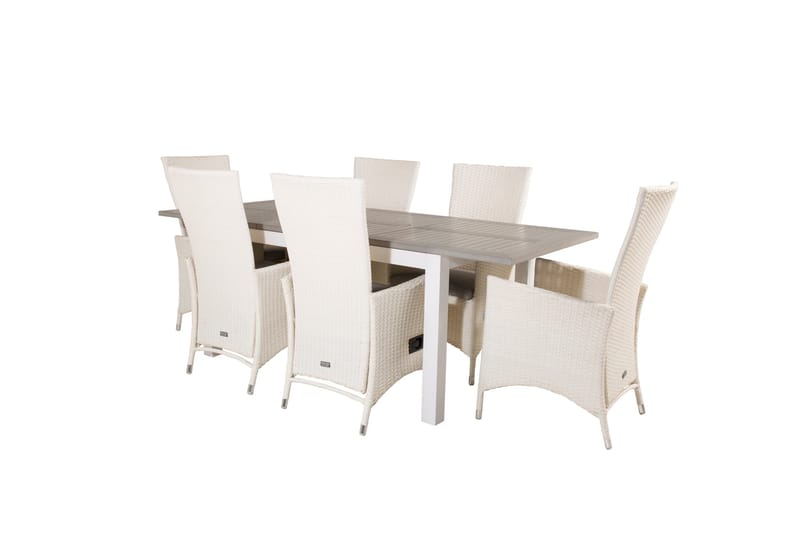 Albany Förlängningsbar Matgrupp Utomhus 152-210 cm + 6 st Padova Matstol - Grå - Utemöbler - Utegrupp - Matgrupp utomhus