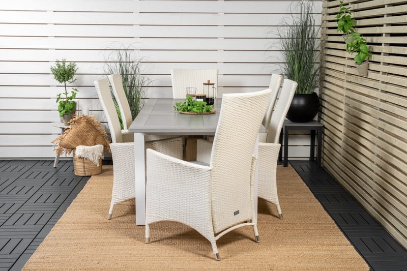 Albany Förlängningsbar Matgrupp Utomhus 152-210 cm + 6 st Padova Matstol - Grå - Utemöbler - Utegrupp - Matgrupp utomhus