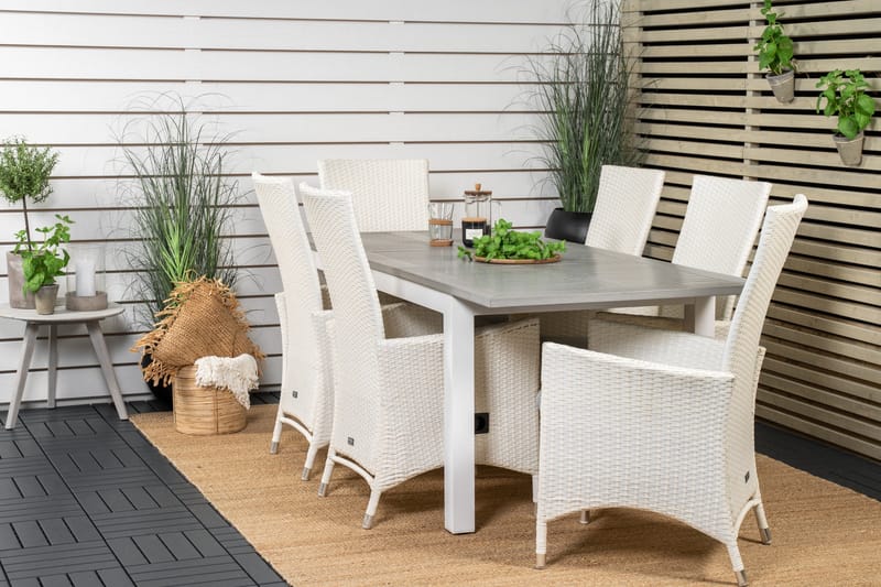 Albany Förlängningsbar Matgrupp Utomhus 152-210 cm + 6 st Padova Matstol - Grå - Utemöbler - Utegrupp - Matgrupp utomhus
