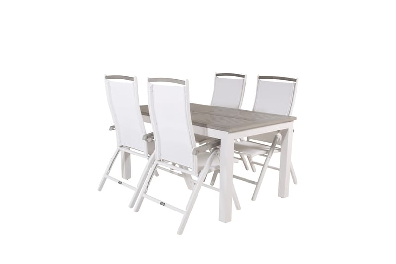 Albany Förlängningsbar Matgrupp Utomhus 152-210cm + 4 Stolar - Grå/Vit - Utemöbler - Utegrupp - Matgrupp utomhus
