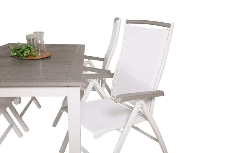 Albany Förlängningsbar Matgrupp Utomhus 152-210cm + 4 Stolar - Grå/Vit - Utemöbler - Utegrupp - Matgrupp utomhus