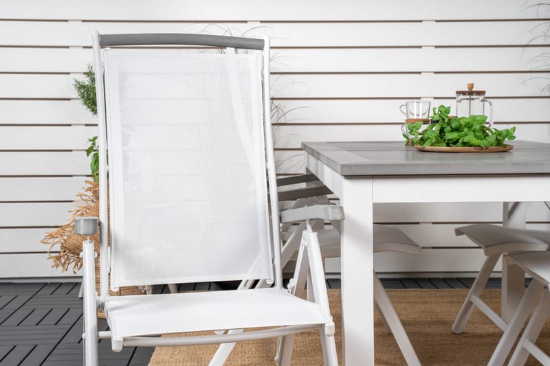 Albany Förlängningsbar Matgrupp Utomhus 152-210cm + 4 Stolar - Grå/Vit - Utemöbler - Utegrupp - Matgrupp utomhus