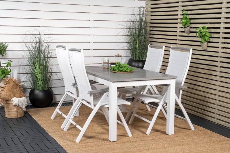 Albany Förlängningsbar Matgrupp Utomhus 152-210cm + 4 Stolar - Grå/Vit - Utemöbler - Utegrupp - Matgrupp utomhus