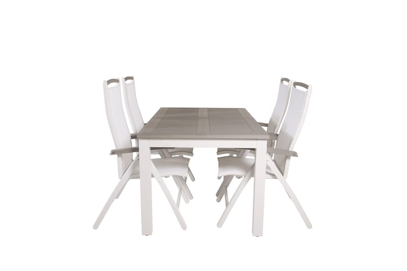 Albany Förlängningsbar Matgrupp Utomhus 152-210cm + 4 Stolar - Grå/Vit - Utemöbler - Utegrupp - Matgrupp utomhus
