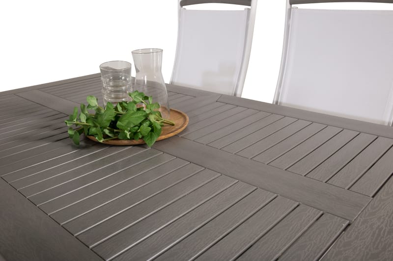 Albany Förlängningsbar Matgrupp Utomhus 152-210cm + 4 Stolar - Grå/Vit - Utemöbler - Utegrupp - Matgrupp utomhus