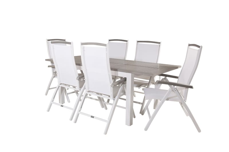 Albany Förlängningsbar Matgrupp Utomhus 152-210cm + 6 Stolar - Grå/Vit - Utemöbler - Utegrupp - Matgrupp utomhus