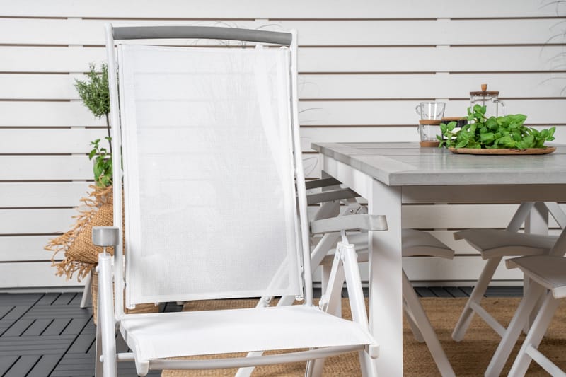 Albany Förlängningsbar Matgrupp Utomhus 152-210cm + 6 Stolar - Grå/Vit - Utemöbler - Utegrupp - Matgrupp utomhus