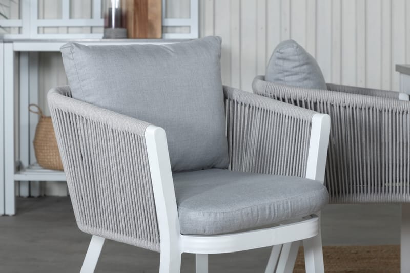 Albany Förlängningsbar Matgrupp Utomhus 152cm + 4 Virya Stolar - Grå/Vit - Utemöbler - Utegrupp - Matgrupp utomhus