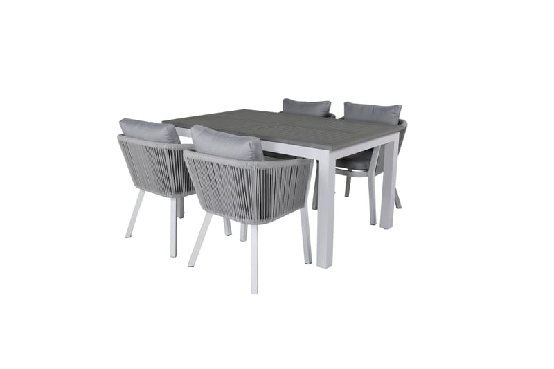 Albany Förlängningsbar Matgrupp Utomhus 152cm + 4 Virya Stolar - Grå/Vit - Utemöbler - Utegrupp - Matgrupp utomhus