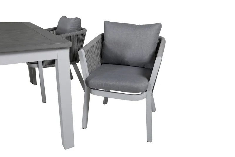 Albany Förlängningsbar Matgrupp Utomhus 152cm + 4 Virya Stolar - Grå/Vit - Utemöbler - Utegrupp - Matgrupp utomhus