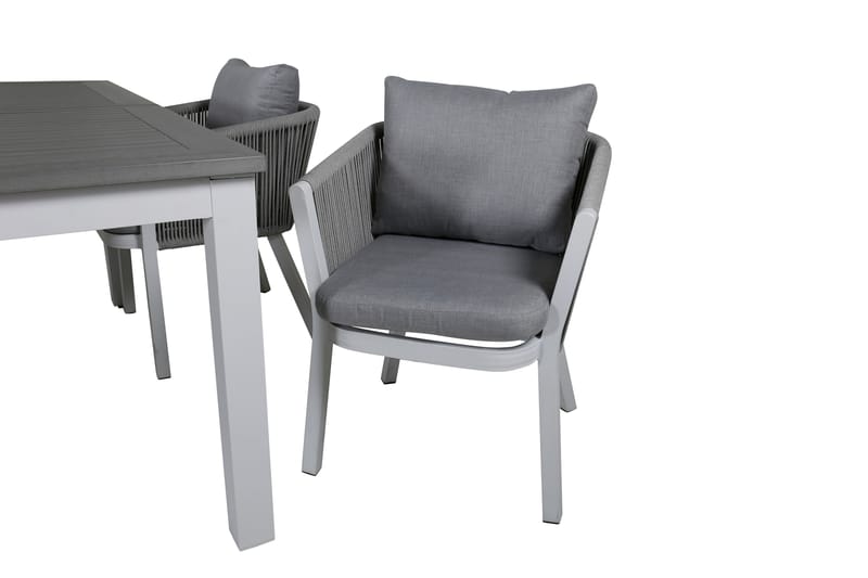 Albany Förlängningsbar Matgrupp Utomhus 152cm + 4 Virya Stolar - Grå/Vit - Utemöbler - Utegrupp - Matgrupp utomhus