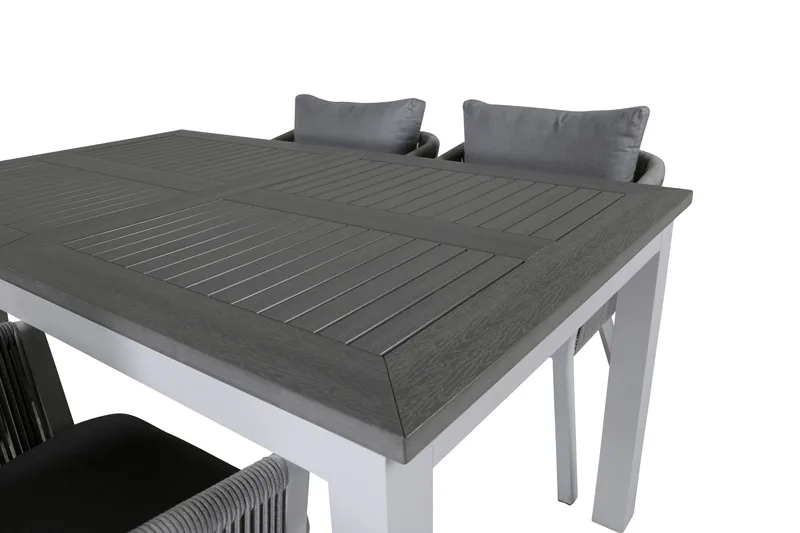 Albany Förlängningsbar Matgrupp Utomhus 152cm + 4 Virya Stolar - Grå/Vit - Utemöbler - Utegrupp - Matgrupp utomhus