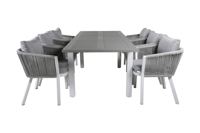 Albany Förlängningsbar Matgrupp Utomhus 152cm + 6 Virya Stolar, Svart/Natur