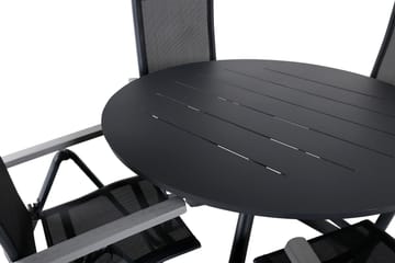 Alma Matbord Utomhus Rund 120 cm Svart med 4 Albany Light Positionsstol - Utemöbler - Utegrupp - Matgrupp utomhus
