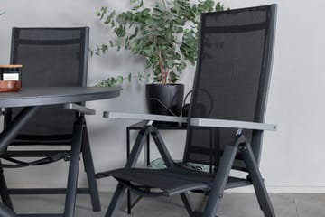 Alma Matbord Utomhus Rund 120 cm Svart med 4 Albany Light Positionsstol - Utemöbler - Utegrupp - Matgrupp utomhus