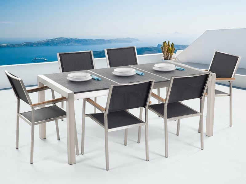 Bacoli Matgrupp Utomhus 180 cm + 6 Utestolar - Grå - Utemöbler - Utegrupp - Matgrupp utomhus