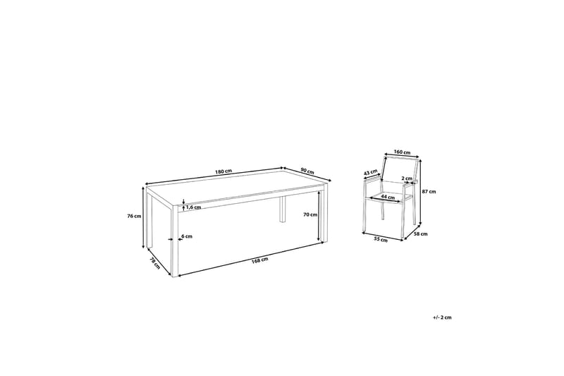 Bacoli Matgrupp Utomhus 180 cm + 6 Utestolar - Svart - Utemöbler - Utegrupp - Matgrupp utomhus