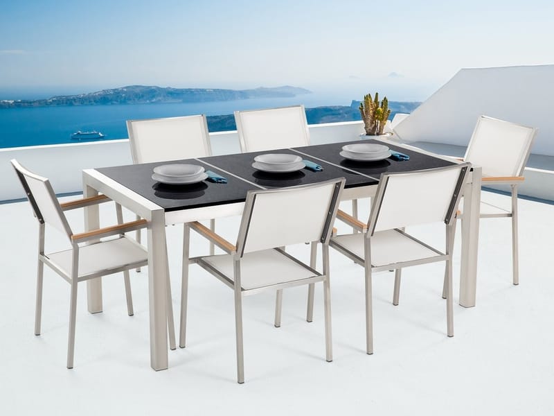Bacoli Matgrupp Utomhus 180 cm + 6 Utestolar - Svart - Utemöbler - Utegrupp - Matgrupp utomhus