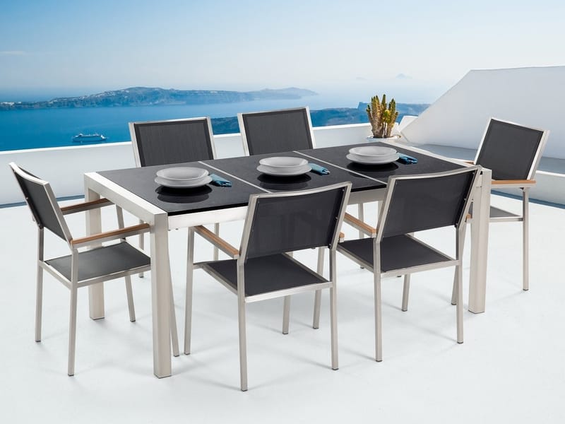 Bacoli Matgrupp Utomhus 180 cm + 6 Utestolar - Svart - Utemöbler - Utegrupp - Matgrupp utomhus