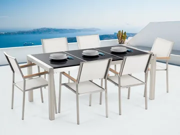Bacoli Matgrupp Utomhus 180 cm + 6 Utestolar - Svart - Utemöbler - Utegrupp - Matgrupp utomhus