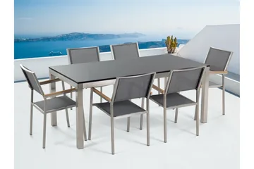 Bacoli Matgrupp Utomhus 180 cm + 6 Utestolar - Svart - Utemöbler - Utegrupp - Matgrupp utomhus