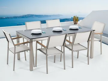 Bacoli Matgrupp Utomhus 180 cm + 6 Utestolar - Svart - Utemöbler - Utegrupp - Matgrupp utomhus