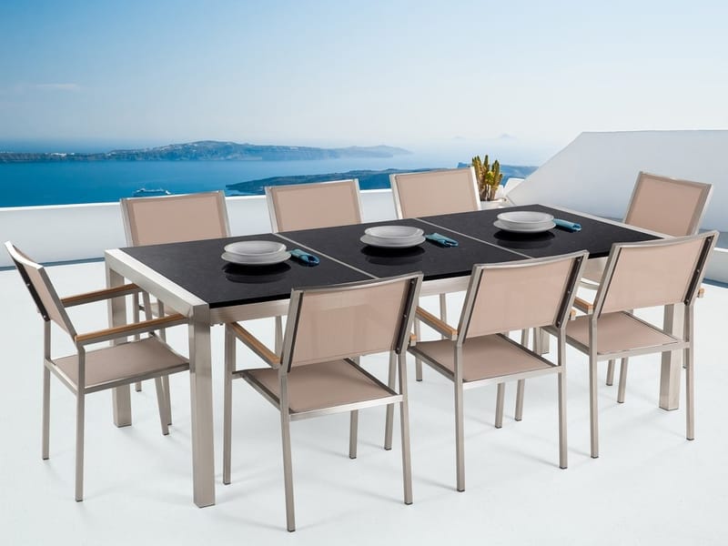 Bacoli Matgrupp Utomhus 220 cm + 8 Utestolar - Beige - Utemöbler - Utegrupp - Matgrupp utomhus