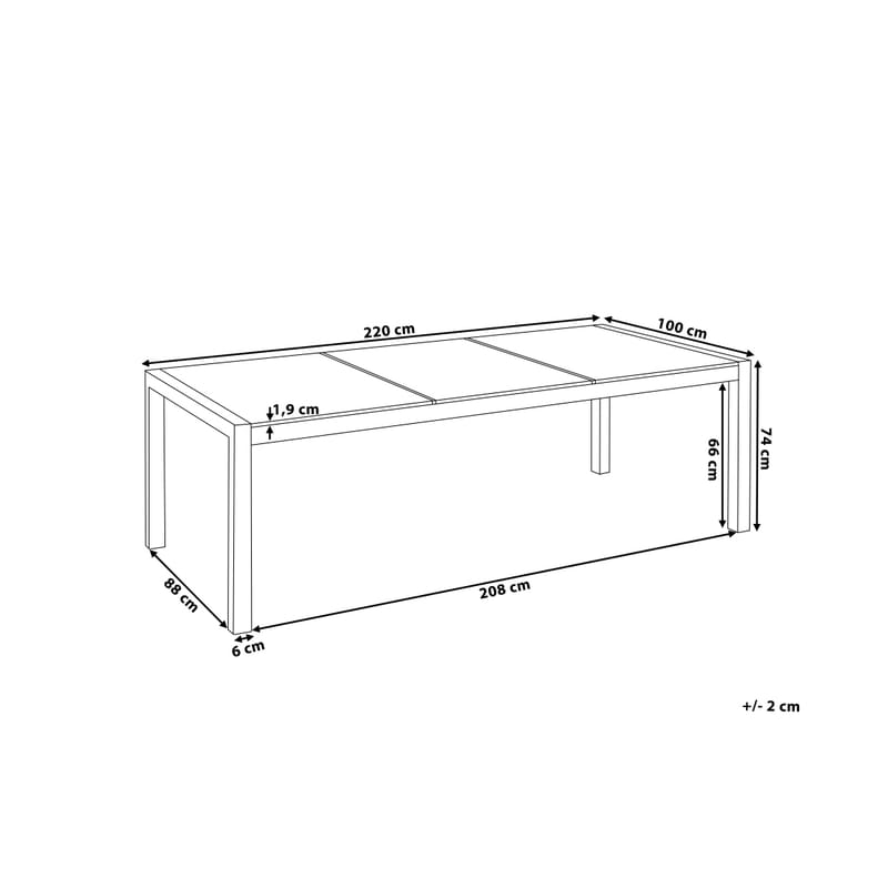 Bacoli Matgrupp Utomhus 220 cm + 8 Utestolar - Grå - Utemöbler - Utegrupp - Matgrupp utomhus