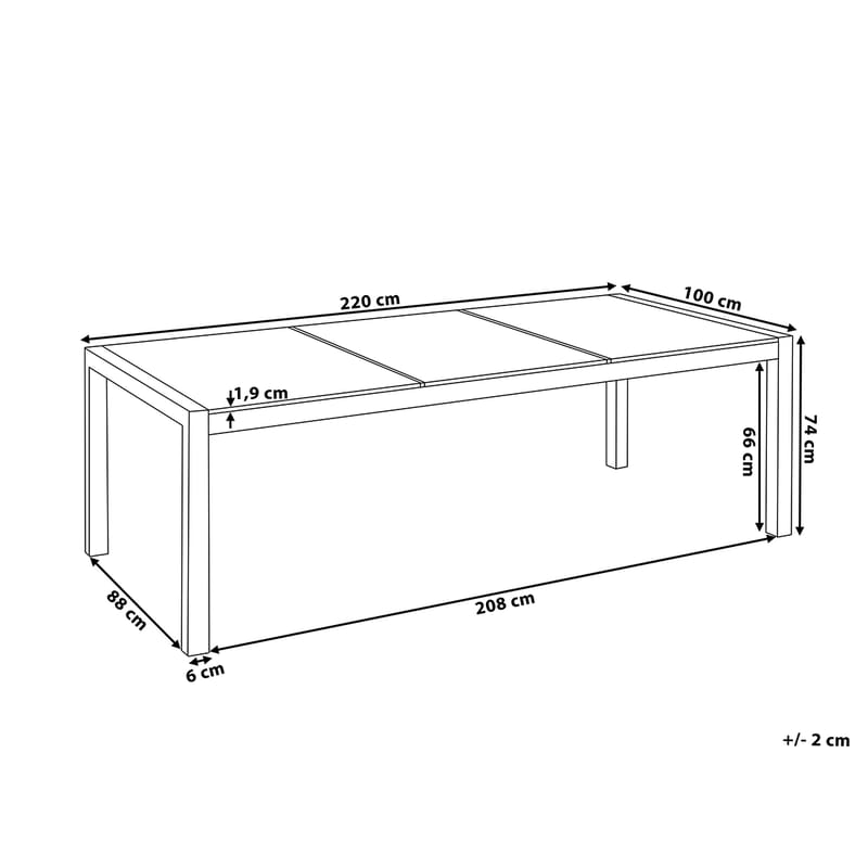 Bacoli Matgrupp Utomhus 220 cm + 8 Utestolar - Svart - Utemöbler - Utegrupp - Matgrupp utomhus